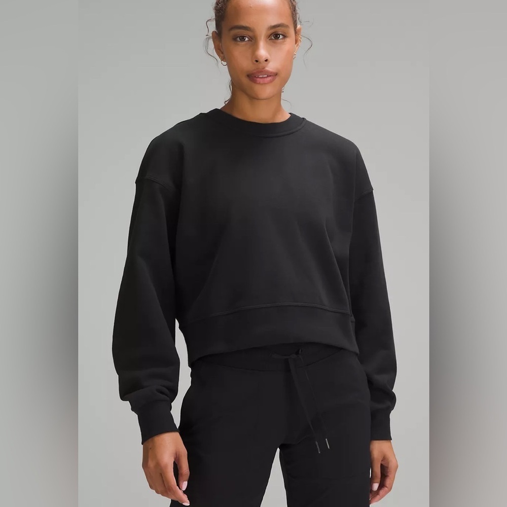 LuluLemon Perfectly Oversized Cropped Crew French Terry In White Opal Size Small - Picture 1 of 9